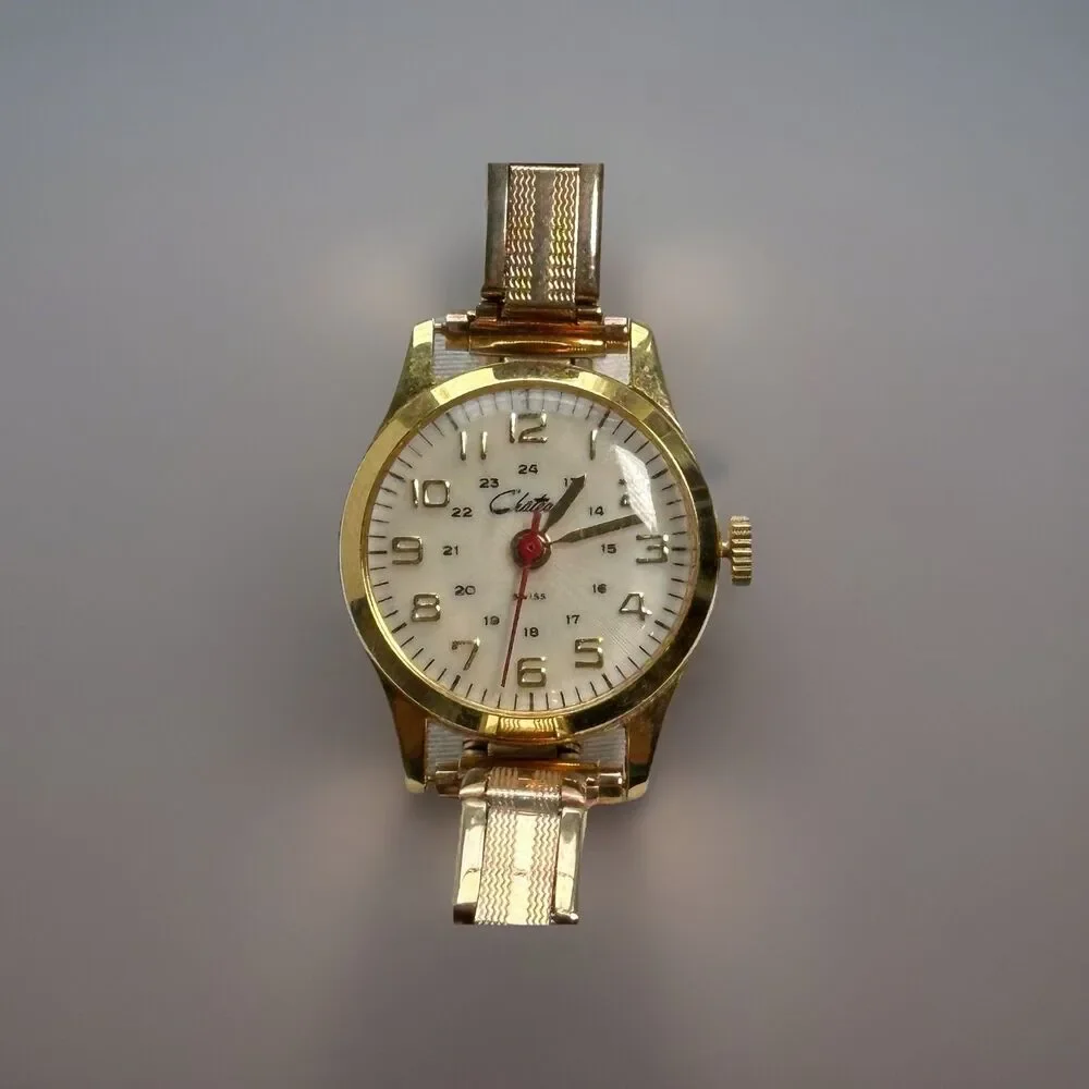 Vintage Chateau Swiss Manual Wind Wristwatch Gold Tone Works 28mm